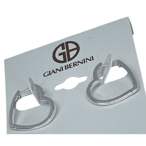 Sterling Silver Heart Hoop Earrings Chic Trendy Fashion Stylish Minimal NWT - Picture 5 of 12